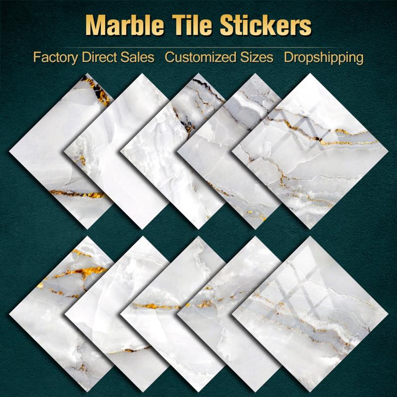 10pcs Marble Tile Sticker Waterproof Wall Stickers Home Decor