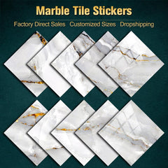 10pcs Marble Tile Sticker Waterproof Wall Stickers Home Decor
