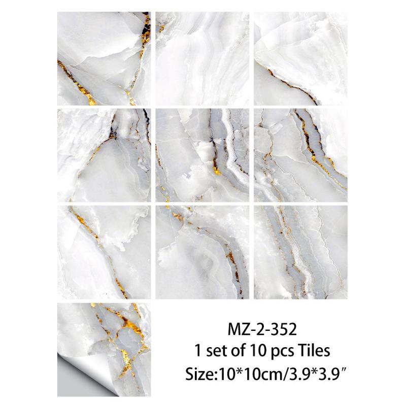 10pcs Marble Tile Sticker Waterproof Wall Stickers Home Decor