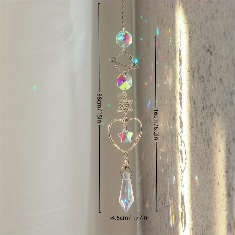Crystal Sun Catcher Wind Chime Moon & Sun Wings Pendant Home Decor
