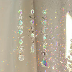 Crystal Sun Catcher Wind Chime Moon & Sun Wings Pendant Home Decor