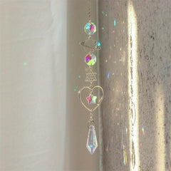 Crystal Sun Catcher Wind Chime Moon & Sun Wings Pendant Home Decor