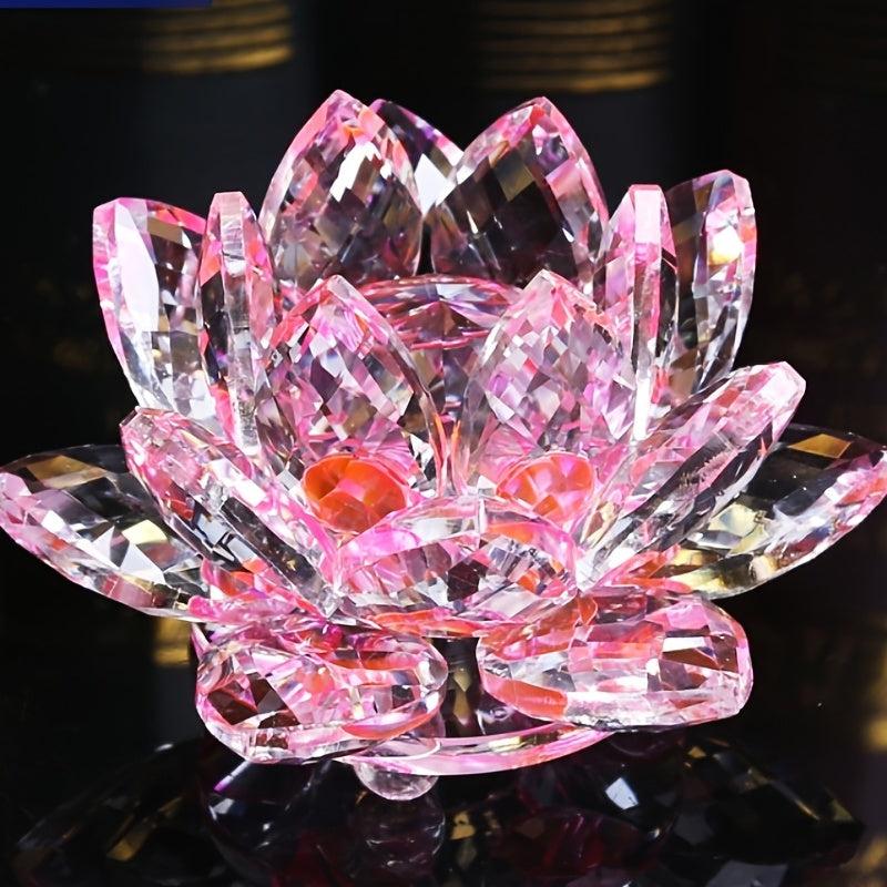 Crystal Lotus Ornament for Home Decor and Desk Cabinet