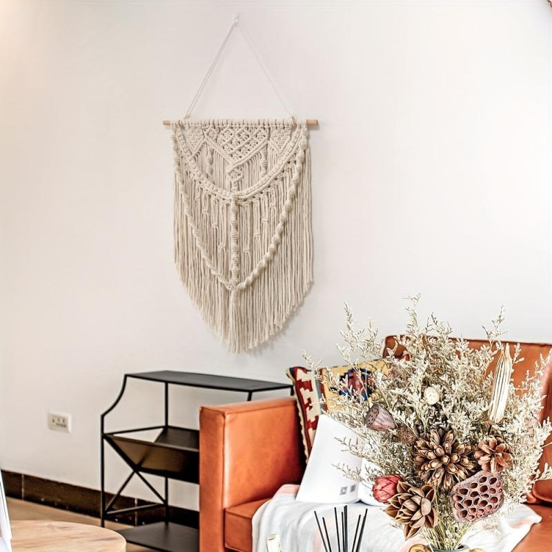 Boho Cotton Tapestry with Tassel Macrame Wall Hanging