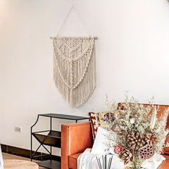 Boho Cotton Tapestry with Tassel Macrame Wall Hanging