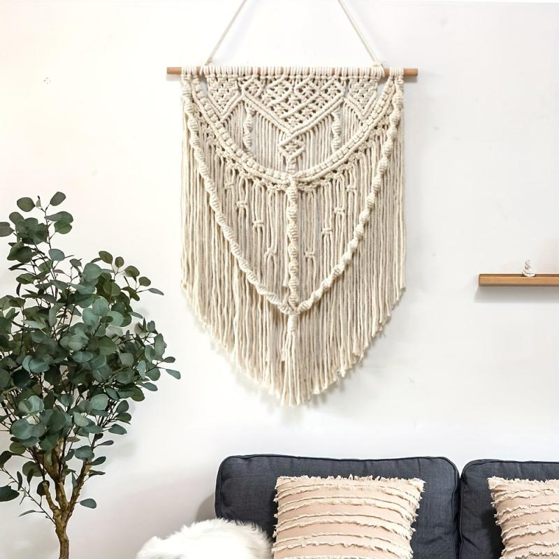 Boho Cotton Tapestry with Tassel Macrame Wall Hanging