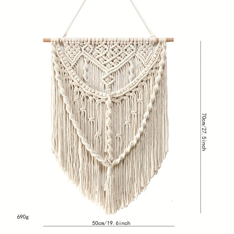 Boho Cotton Tapestry with Tassel Macrame Wall Hanging