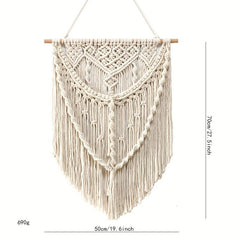 Boho Cotton Tapestry with Tassel Macrame Wall Hanging
