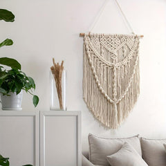 Boho Cotton Tapestry with Tassel Macrame Wall Hanging