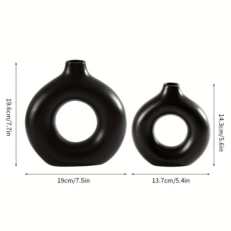 2pcs Ceramic Vase Set Matte Pampas Flower Vases Modern Boho Decor