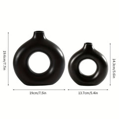2pcs Ceramic Vase Set Matte Pampas Flower Vases Modern Boho Decor