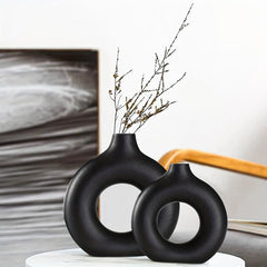 2pcs Ceramic Vase Set Matte Pampas Flower Vases Modern Boho Decor