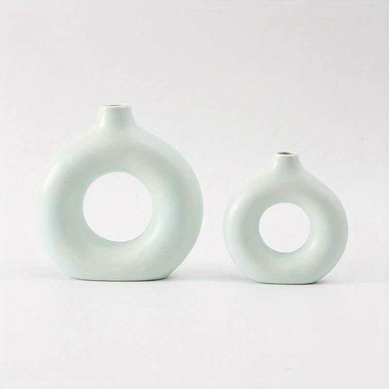2pcs Ceramic Vase Set Matte Pampas Flower Vases Modern Boho Decor
