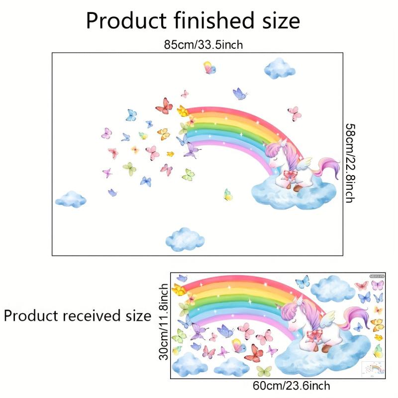 Rainbow Unicorn Wall Decals Baby Nursery Girls Bedroom Decor