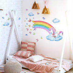 Rainbow Unicorn Wall Decals Baby Nursery Girls Bedroom Decor