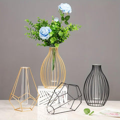 Nordic Light Hollow Out Vase Geometric Glass Flower Vase
