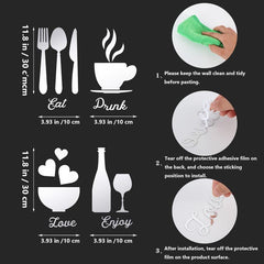 17-Piece Kitchen Wall Decor Acrylic Mirror Stickers - DIY 3D Mirror Decal