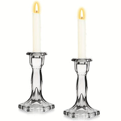 Grey Glass Taper Candle Holder for Centerpieces