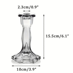 Grey Glass Taper Candle Holder for Centerpieces