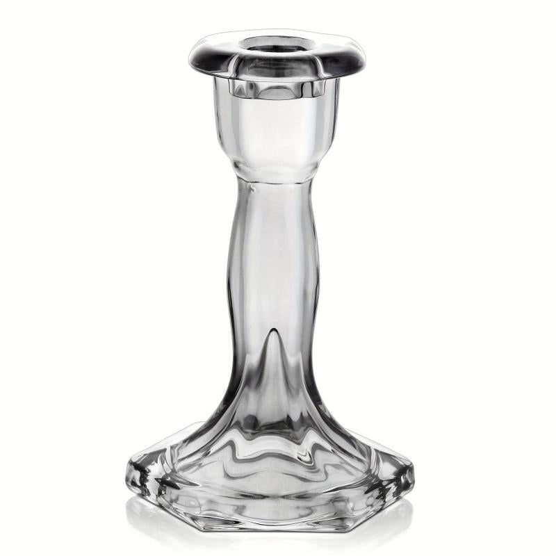 Grey Glass Taper Candle Holder for Centerpieces
