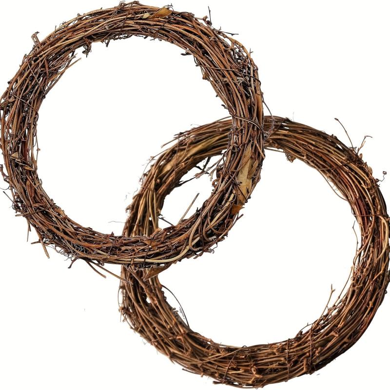 2pcs Vine Branch Wreaths for DIY Christmas Craft Front Door Wall Hanging Wedding