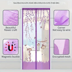 Magnetic Screen Door Heavy Duty Hands-Free Mesh Keeps Bugs Out 96x210 cm