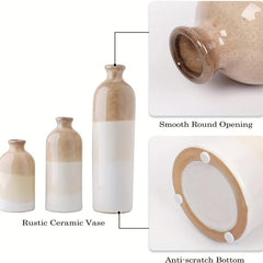 Modern Farmhouse Beige Ceramic Vase