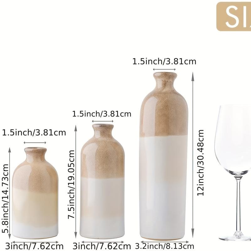 Modern Farmhouse Beige Ceramic Vase