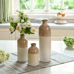 Modern Farmhouse Beige Ceramic Vase
