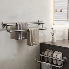 Double Rod Towel Bar Shower Towel Rack Bathroom Slippers Hanger