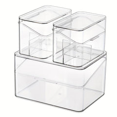 Transparent Cosmetic Storage Box with Lid Multifunctional Dustproof Makeup Org