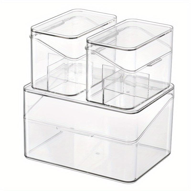 Transparent Cosmetic Storage Box with Lid Multifunctional Dustproof Makeup Org