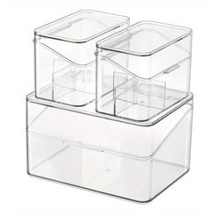 Transparent Cosmetic Storage Box with Lid Multifunctional Dustproof Makeup Org