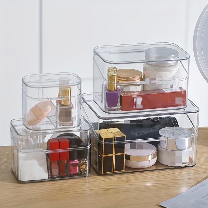 Transparent Cosmetic Storage Box with Lid Multifunctional Dustproof Makeup Org