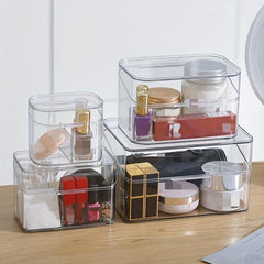 Transparent Cosmetic Storage Box with Lid Multifunctional Dustproof Makeup Org