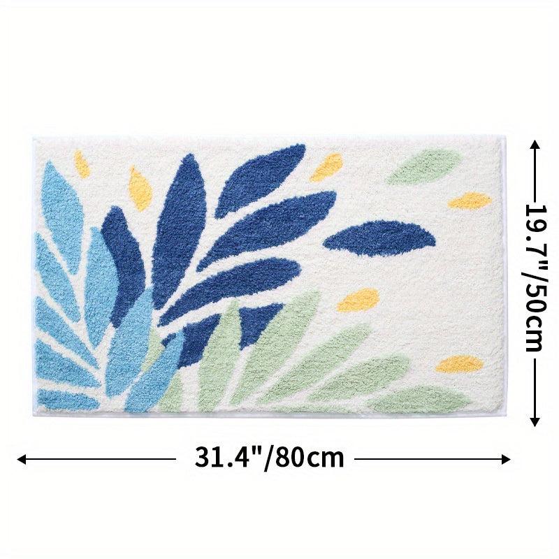 Leaf Pattern Soft Absorbent Bath Rug Non Slip Comfortable Bath Mat