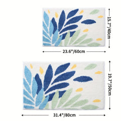 Leaf Pattern Soft Absorbent Bath Rug Non Slip Comfortable Bath Mat