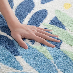 Leaf Pattern Soft Absorbent Bath Rug Non Slip Comfortable Bath Mat