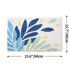 Leaf Pattern Soft Absorbent Bath Rug Non Slip Comfortable Bath Mat