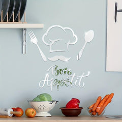 7pcs 3D Acrylic Mirror Wall Sticker Tableware Wall Decals Removable