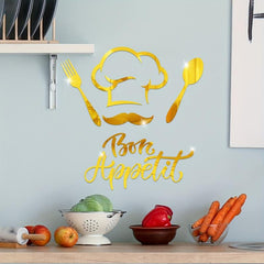 7pcs 3D Acrylic Mirror Wall Sticker Tableware Wall Decals Removable