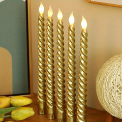 2pcs Golden Spiral LED Candle Light Flameless