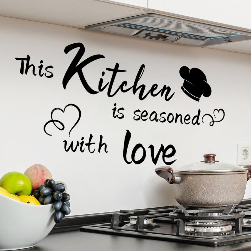 Restaurant Kitchen Wall Stickers English Background Decoration Self-adhesive