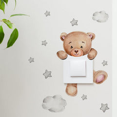 Cartoon Bear Star Switch Sticker Room Decoration Self-adhesive Wall Decals
