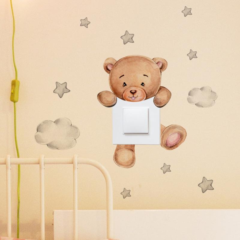 Cartoon Bear Star Switch Sticker Room Decoration Self-adhesive Wall Decals