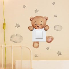 Cartoon Bear Star Switch Sticker Room Decoration Self-adhesive Wall Decals