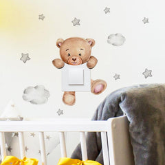 Cartoon Bear Star Switch Sticker Room Decoration Self-adhesive Wall Decals