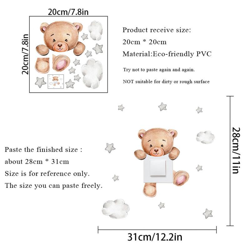 Cartoon Bear Star Switch Sticker Room Decoration Self-adhesive Wall Decals