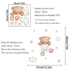 Cartoon Bear Star Switch Sticker Room Decoration Self-adhesive Wall Decals