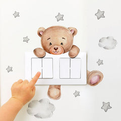 Cartoon Bear Star Switch Sticker Room Decoration Self-adhesive Wall Decals
